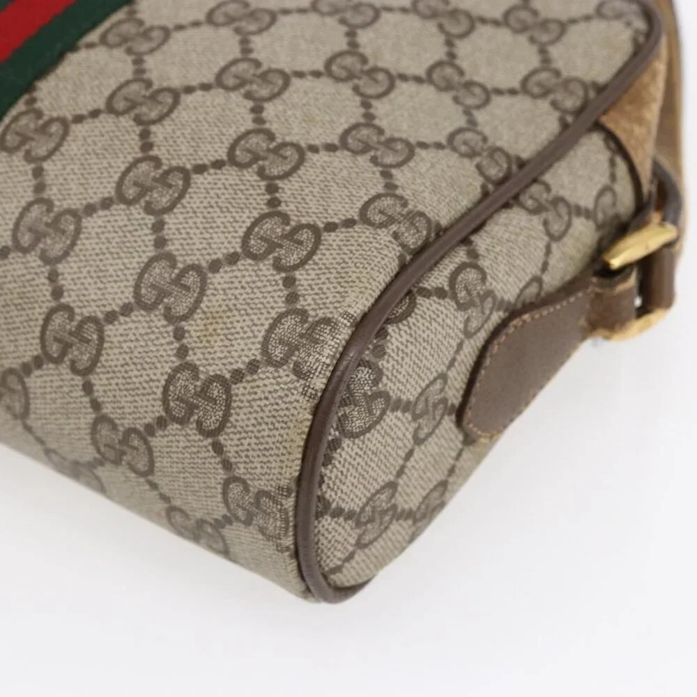 Authentic GUCCI GG Supreme Web Sherry Line Bag PVC Beige Gold 98 02 004 - Picture 8 of 16